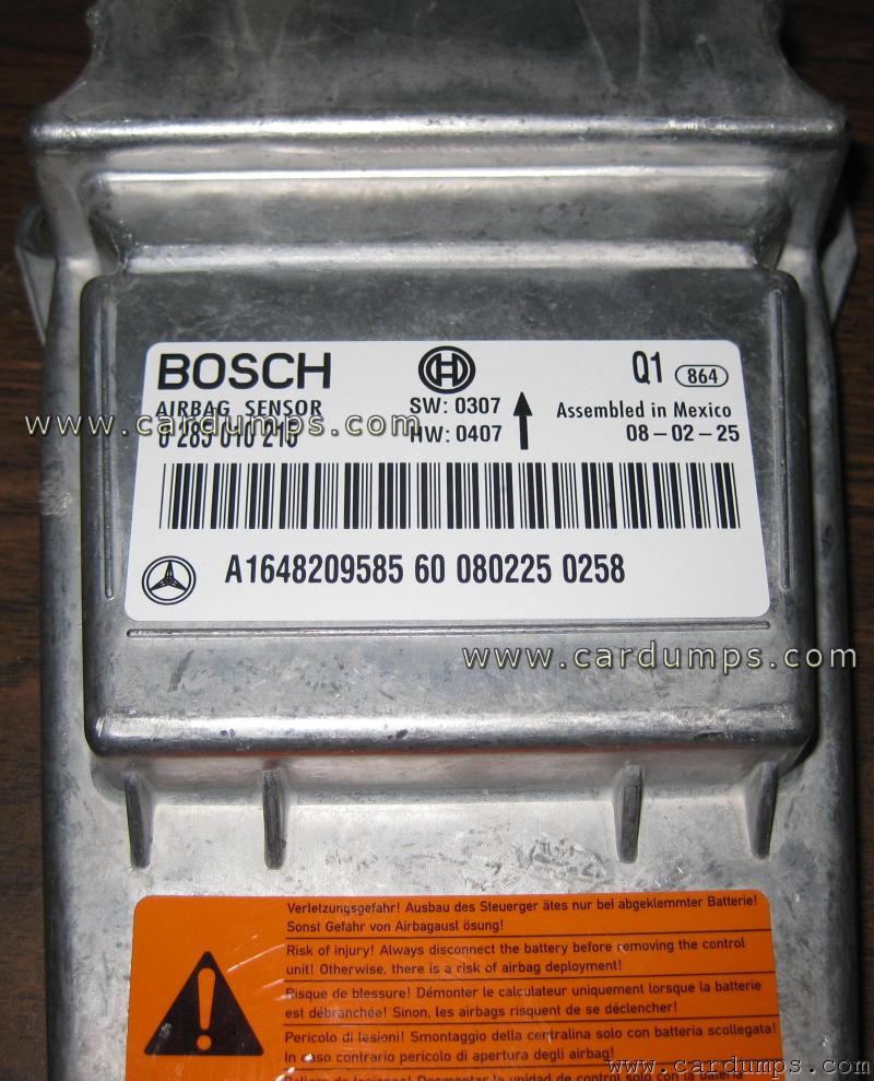 Mercedes W164 2008 airbag 95640 164 820 95 85 Bosch 0 285 010 215