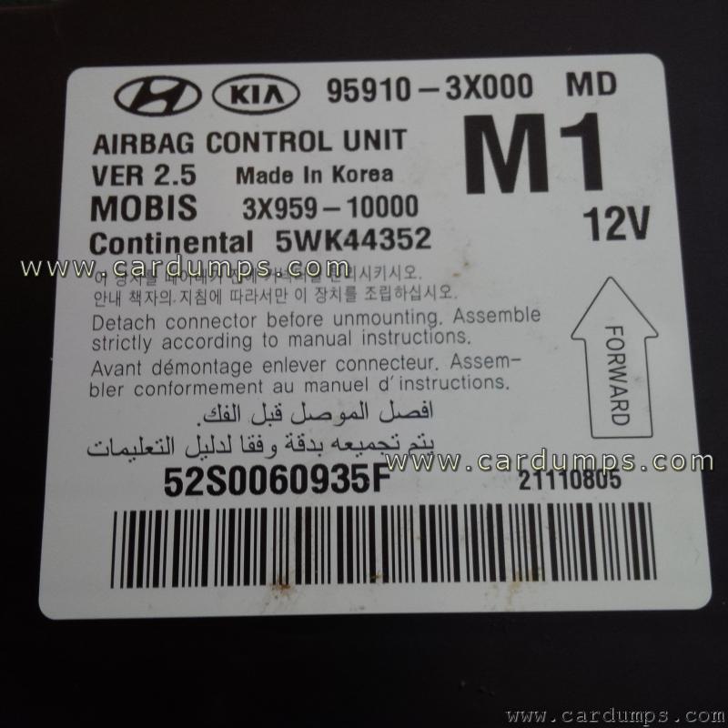 Hyundai Sonata 2012 airbag 95128 95910-3X000 Mobis 3X959-10000 Continental 5WK44352