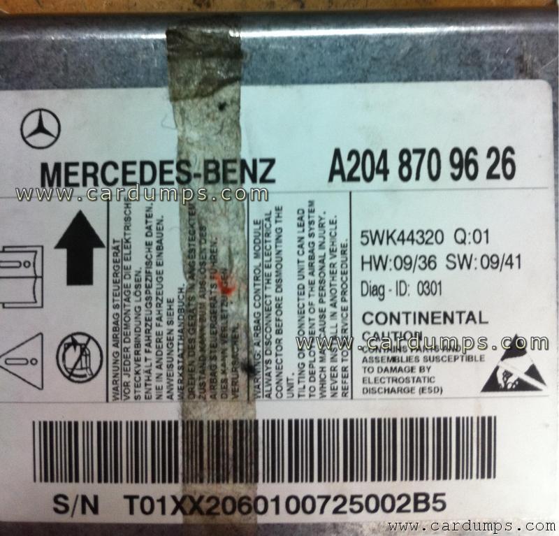 Mercedes W204 airbag 95640 A204 870 96 26 Continental 5WK44320