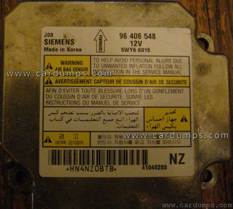 Chevrolet Lacetti airbag 95080 96 406 548 Siemens 5WY66015