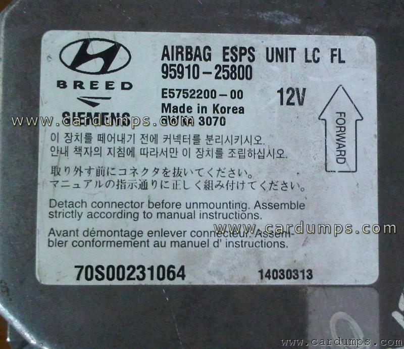 Hyundai Accent airbag 95080 95910-25800 Breed E5752200 Simens 5WK43070