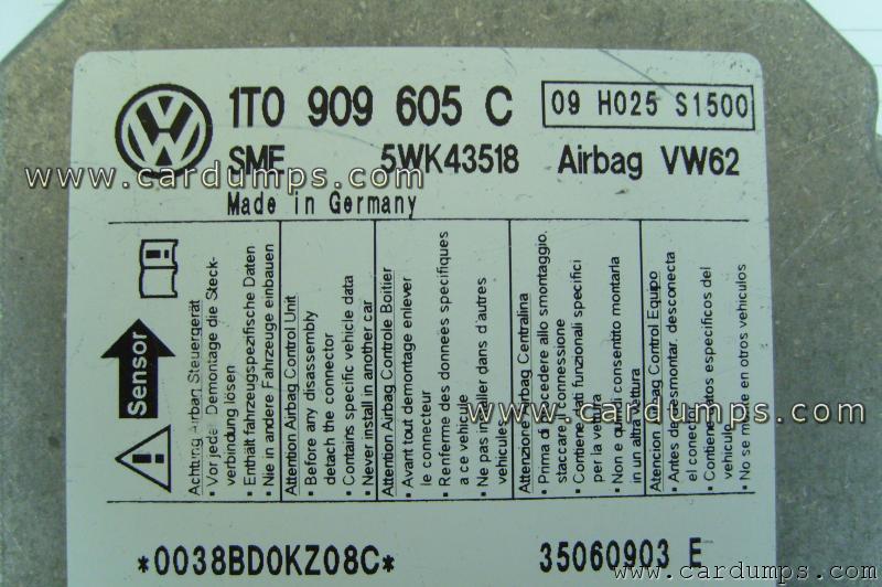 Volkswagen Touran airbag 68HC912D60 1T0 909 605 Siemens 5WK43518