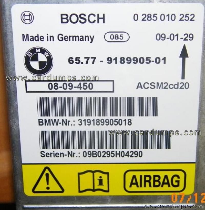 BMW E71 airbag 95128 65.77-9189905 -01 Bosch 0 285 010 252