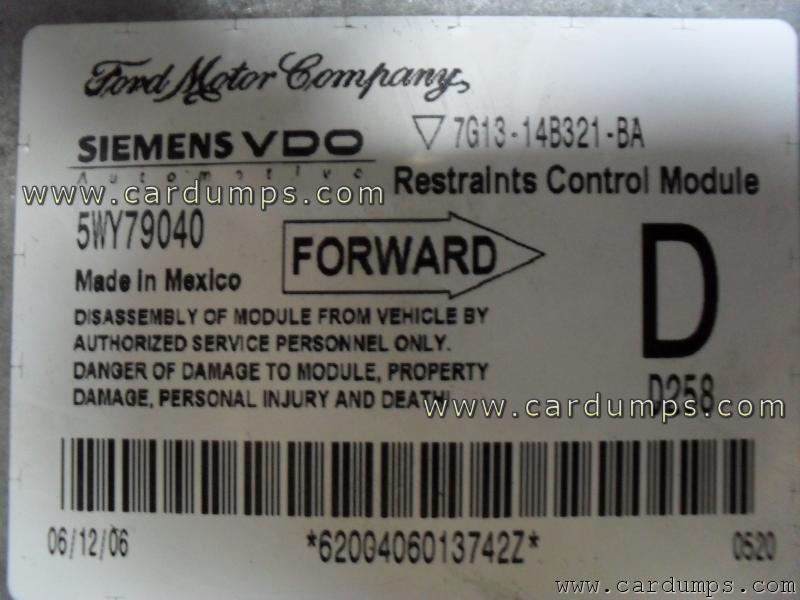 Ford Five Hundred 2007 airbag 95640 7G13-14B321-BA Siemens 5WY79040