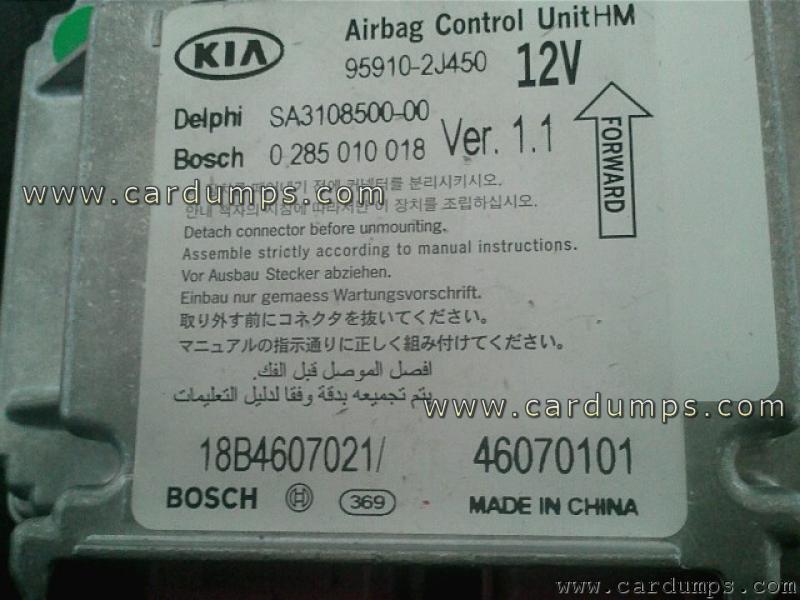 Kia Mohave airbag 95640 95910-2J450 Delphi SA3108500-00 Bosch 0 285 010 018