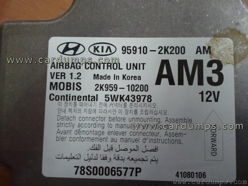 Kia Soul airbag 95640 95910-2K200 Mobis 2k959-10200 Continental 5WK43978