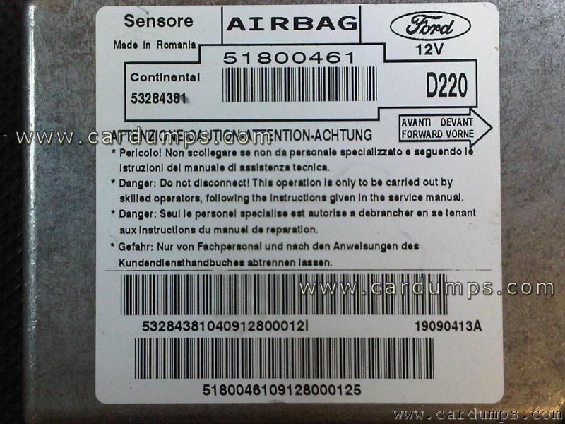 Ford KA 2010 airbag 95320 51800461 Continental 53284381