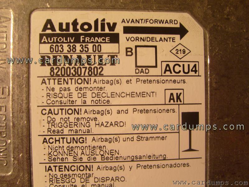 Renault Megane 2003 airbag 95160 8200 307 802 Autoliv 603 38 35 00