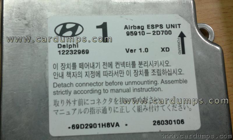 Hyundai Elantra 2005 airbag 68HC08AS20 95910-2D700 Delphi 12232969