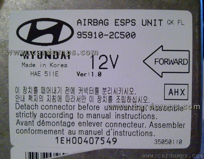 Hyundai Tiburon airbag 9S12DG128B 95910-2C500