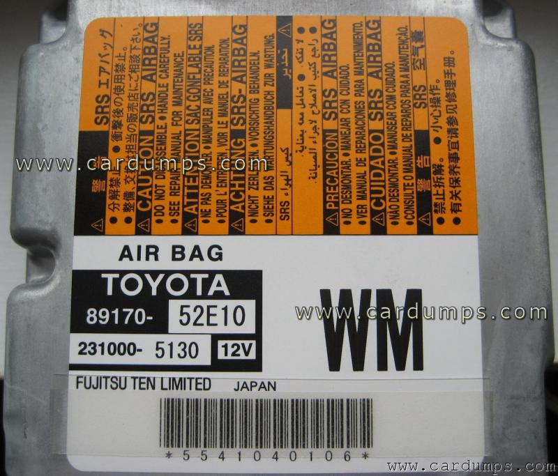 Toyota Yaris airbag 93c66 89170-52E10 Fujitsu Ten 231000-5130