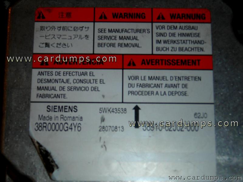 Suzuki Swift 2007 airbag 95160 38910-62J02 Siemens 5WK43538