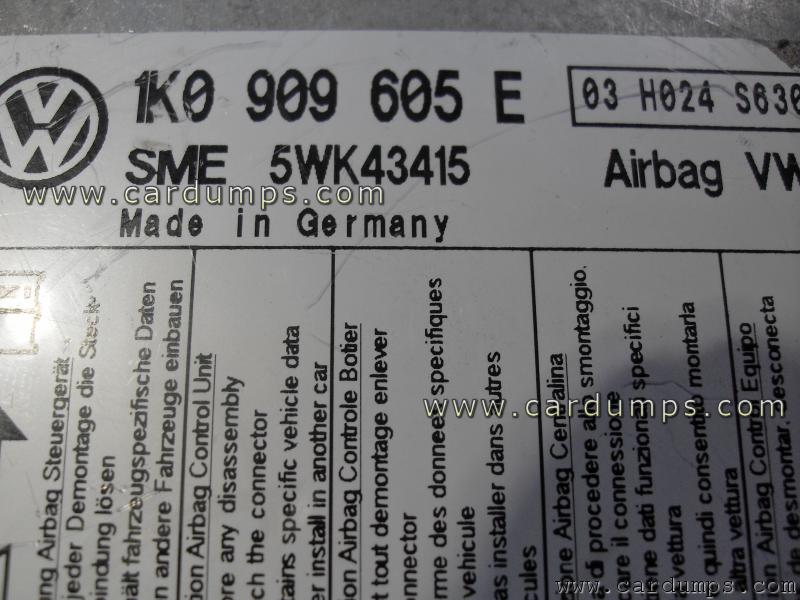 Volkswagen Jetta airbag 95160 1K0 909 605 E Siemens 5WK43415