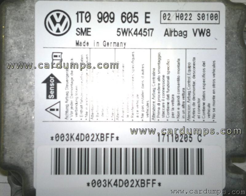 Volkswagen Touran airbag 95160 1T0 909 605 E  Siemens 5WK44517 WV8