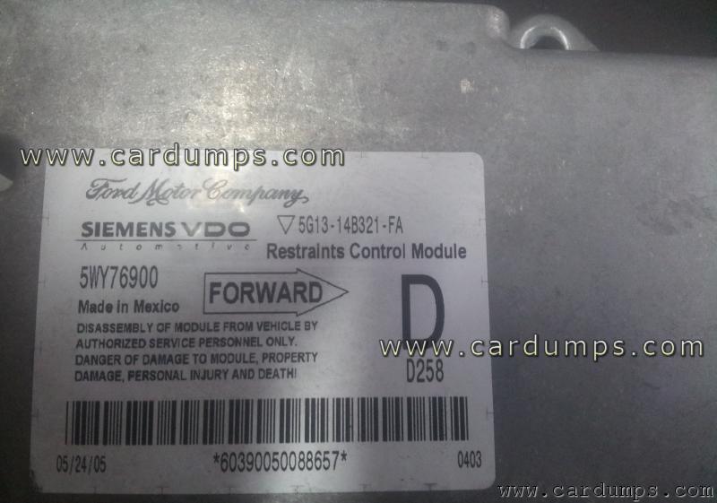 Ford Five Hundred airbag 95640 5G13-14B321-FA Siemens 5WY76900