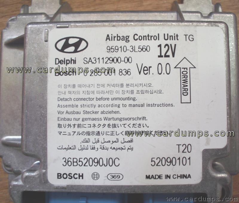 Hyundai Azera airbag 95320 95910-3L560 Delphi SA3112900-00 Bosch 0 285 001 836