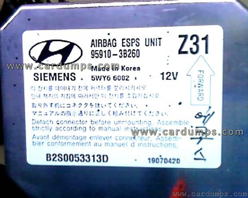 Hyundai Equus airbag 95080 95910-3B260 Siemens 5WY66002