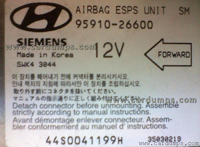 Hyundai Santa FE airbag 68HC05B16 95910-26600 Siemens 5WK43044