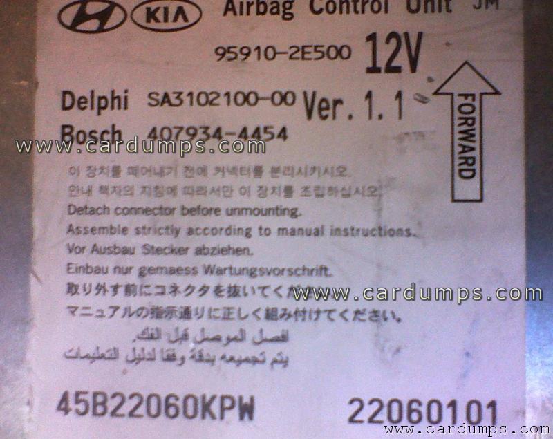 Hyundai Tucson airbag 9s12DG128 95910-2E500 Delphi SA3102100-00 Bosch 407934-4454