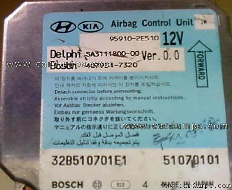 Hyundai Tucson airbag 9S12DG128 95910-2E510 Delphi SA3111800-00 Bosch 407934-7320