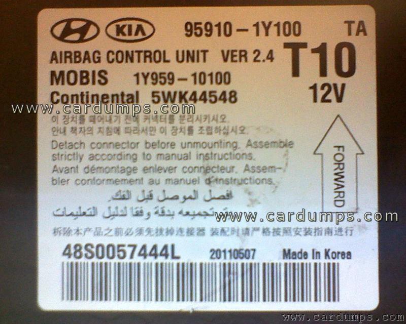 Kia Picanto airbag 95128 95910-1Y100 Mobis 1Y959-10100 Continental 5WK44548