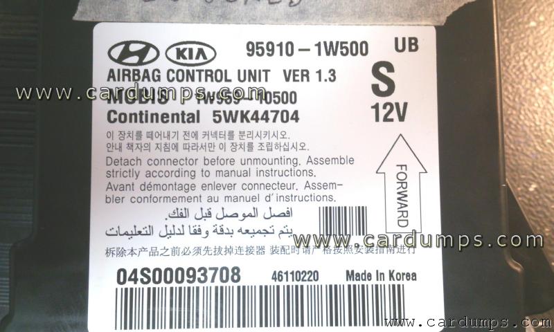 Kia Rio 2012 airbag 95128 95910-1W500 Mobis 1W959-10500 Continental 5WK44704