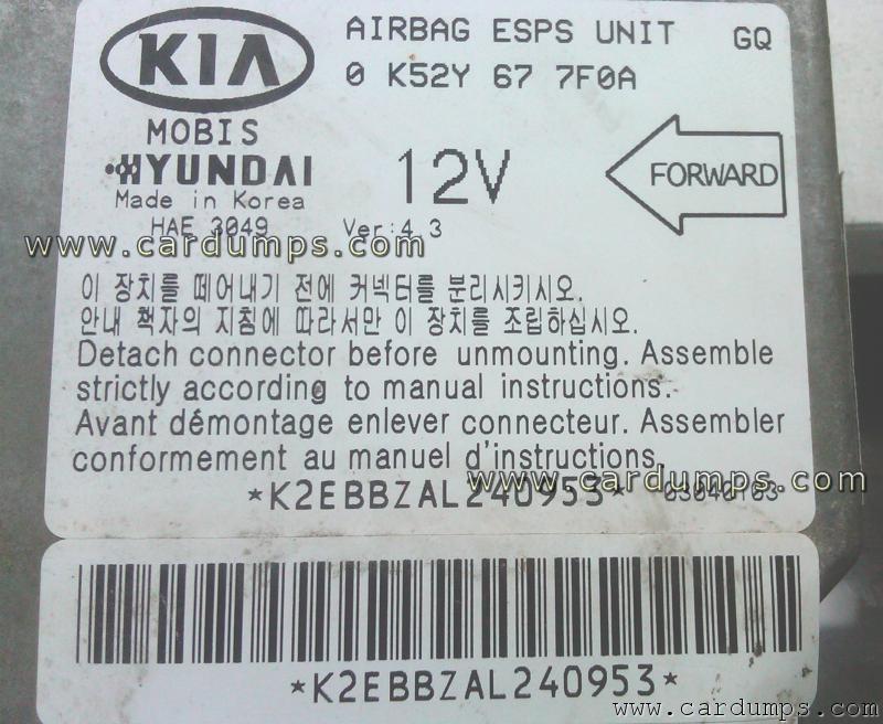 Kia Sedona airbag 68HC11E20 0 K52Y 67 7F0A