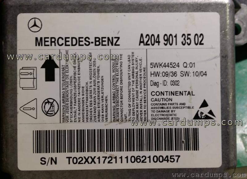 Mercedes W204 airbag 95640 A204 901 35 02 Continental 5WK44524
