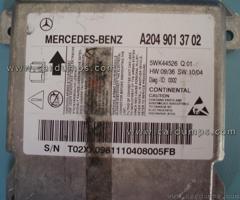 Mercedes W204 airbag 95640 A204 901 37 02 Continental 5WK44526