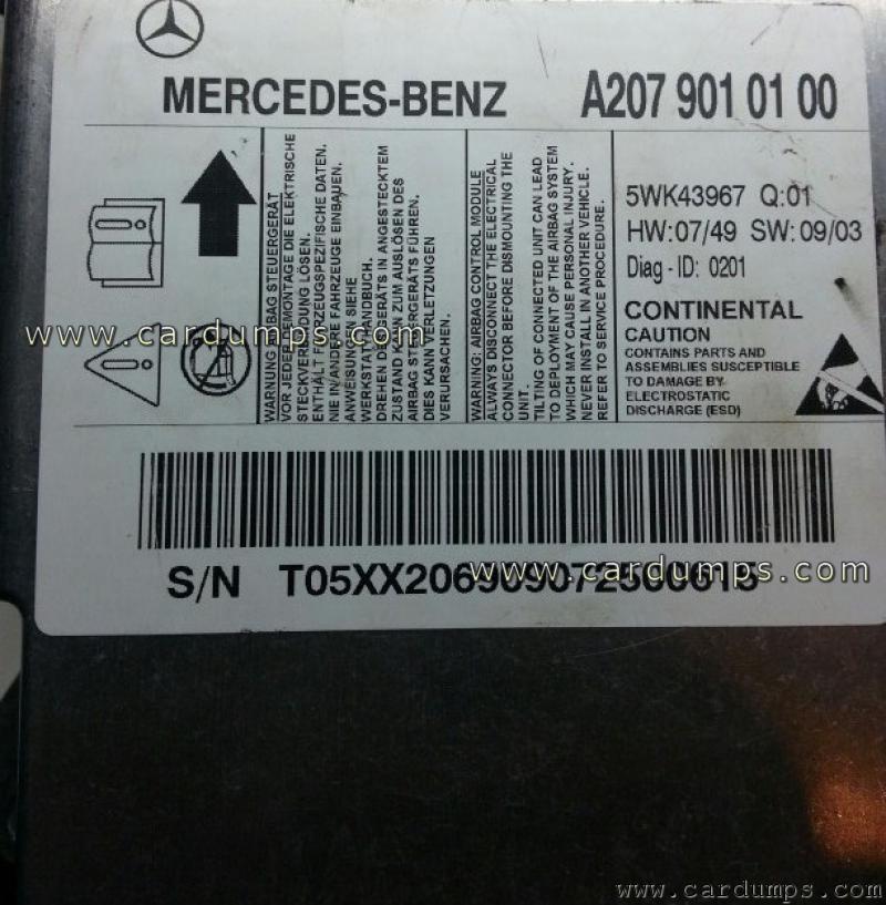 Mercedes W207 airbag 95640 A207 901 01 00 Contiental 5WK43967
