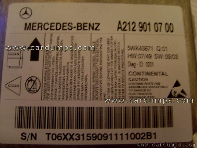 Mercedes W212 airbag 95640 A212 901 07 00 Continental 5WK43871