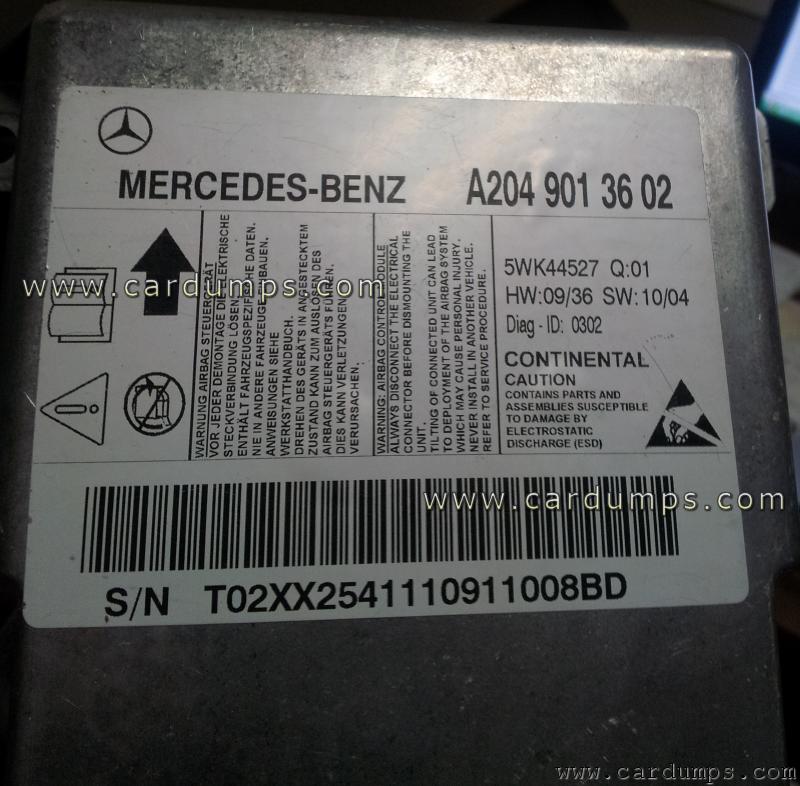Mercedes W204 airbag 95640 A204 901 36 02 Continental 5WK44527
