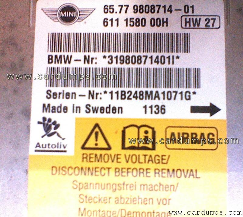 MINI Cooper airbag 95128 65.77 9808714-01 Autoliv