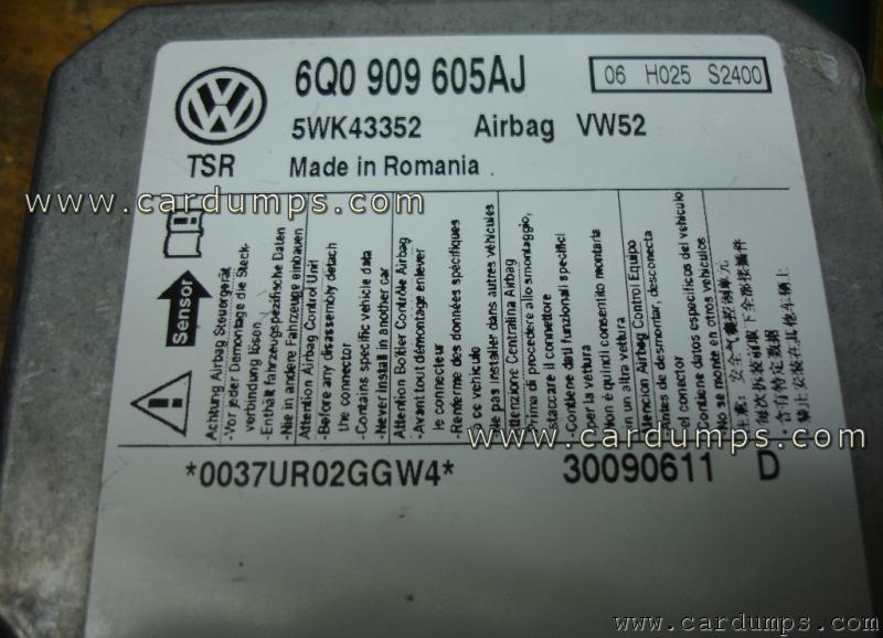 Volkswagen Caddy 2009 airbag 68HC908AZ60A 6Q0 909 605 AJ  5WK43352