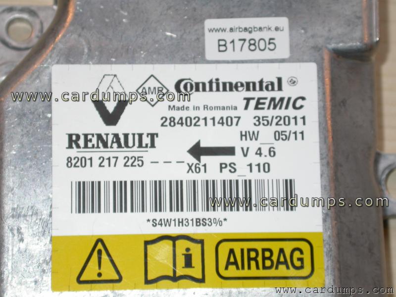 Renault Twingo 2011 airbag 95160 8201 217 225 Continental