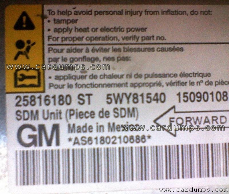 Cadillac STS airbag 95160 25816180 ST 5WY81540