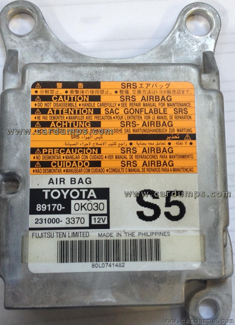 Toyota Fortuner airbag 93c56 89170-0K030 Fujitsu Ten 231000-3370