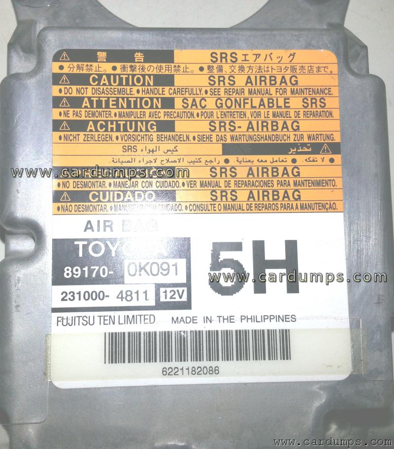 Toyota Hilux 2012 airbag 93c66 89170-0K091 Fujitsu Ten 231000-4811