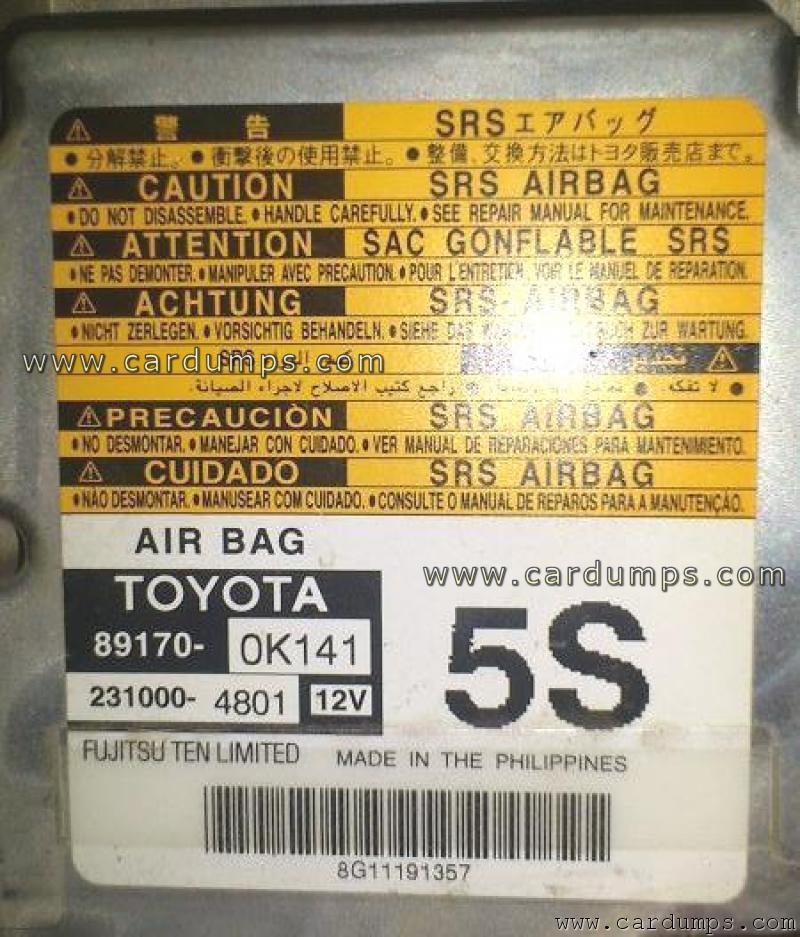 Toyota Hilux airbag 93c56 89170-0K141 Fujitsu Ten 231000-4801