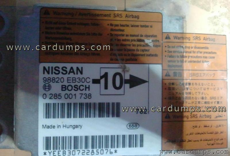Nissan Pathfinder airbag 68HC912D60 98820 EB30C Bosch 0 285 001 738