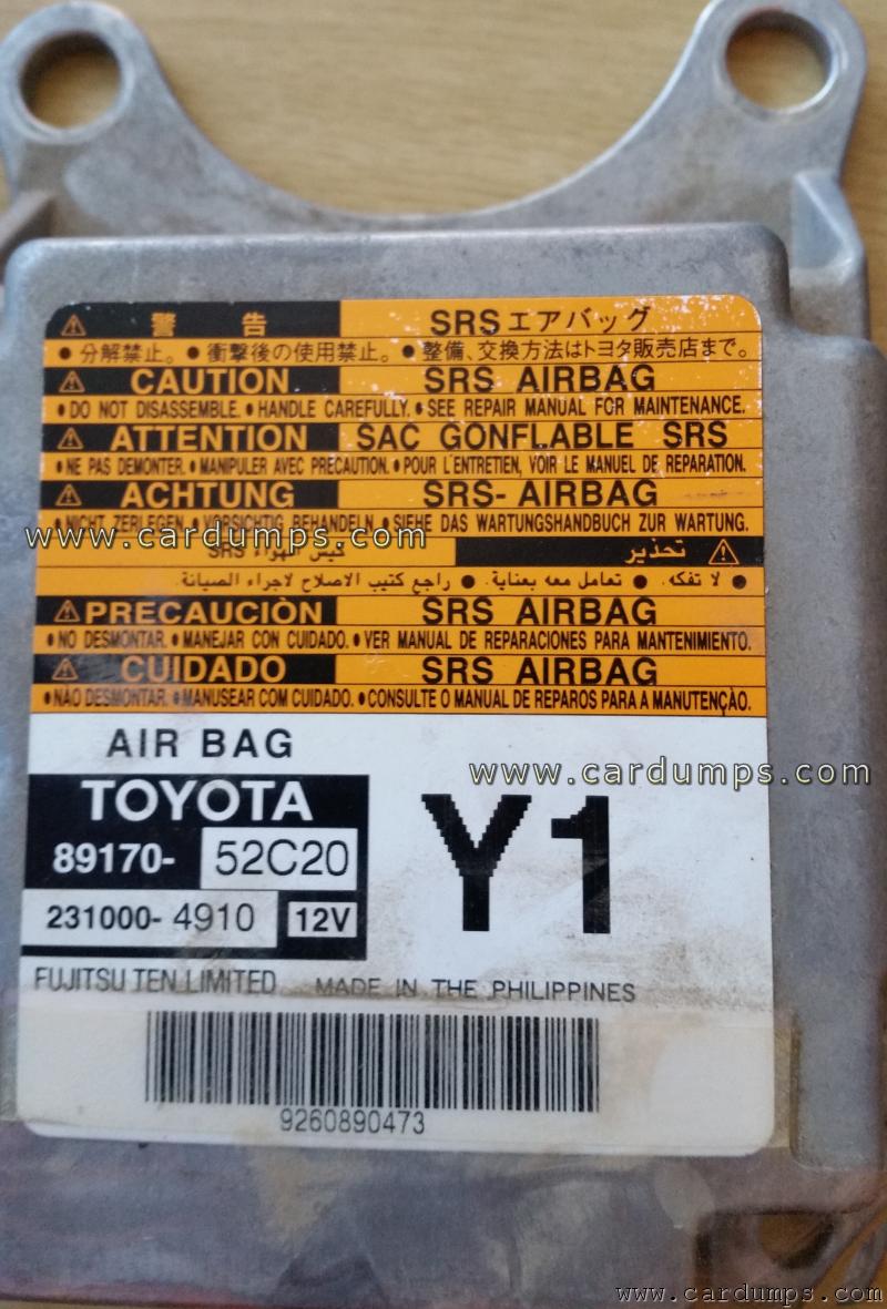 Toyota Yaris airbag 93c56 89170-52C20 Fujitsu Ten 231000-4910