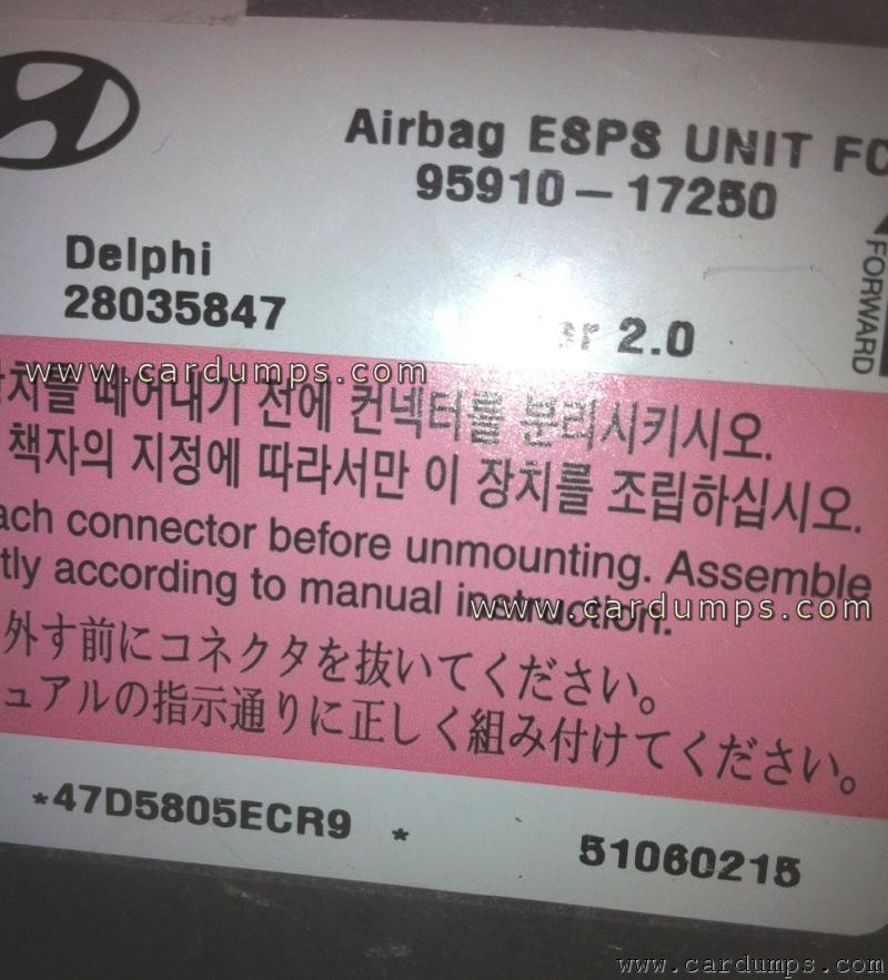 Hyundai Matrix airbag 68HC08AS32 95910-17250 Delphi