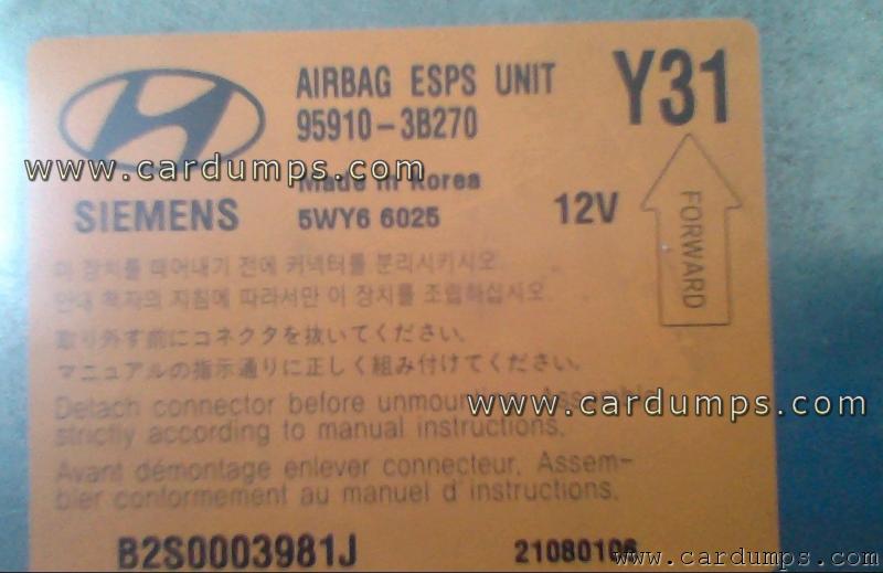Hyundai Equus airbag 95080 95910-3B270 Siemens 5WY66025