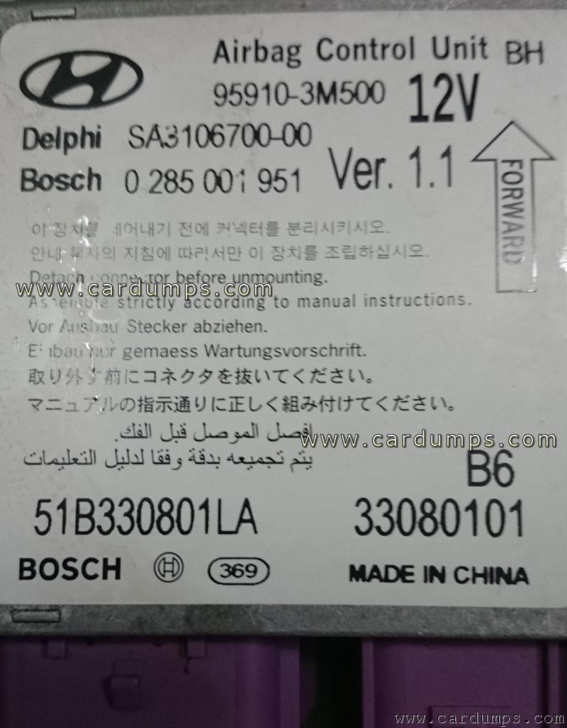 Hyundai Genesis airbag 95320 95910-3M500 Delphi SA3106700-00 Bosch 0 285 001 951