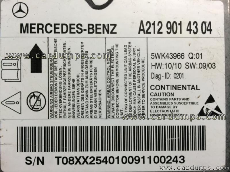 Mercedes W212 2011 airbag 95640 A212 901 43 04 Continental 5WK43966