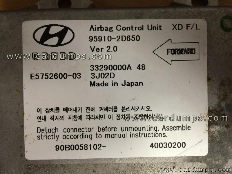 Hyundai Elantra 2004 airbag 95610 95910-2D650 v2.0