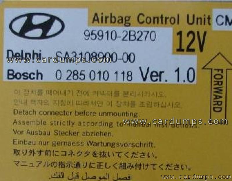 Hyundai Santa FE airbag 95320 95910-2B270 Delphi SA3108900-00 Bosch 0 285 010 118