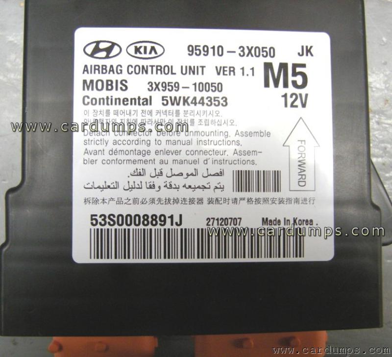 Hyundai Elantra 2013 airbag 95128 95910-3X050 Mobis 3X959-10050 Continental 5WK44353