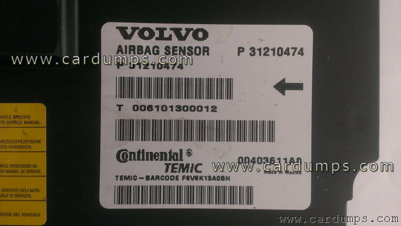 Volvo S80 2006 airbag MC9S12XDT256 P31210474