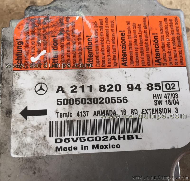 Mercedes W211 airbag 68HC912DC128A A 211 820 94 85 Temic